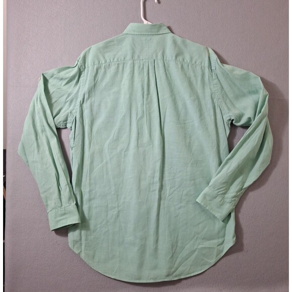 Vintage Polo Ralph Lauren Linen Blend Shirt Men Large Green Seafoam  Roll Tab - Picture 7 of 10
